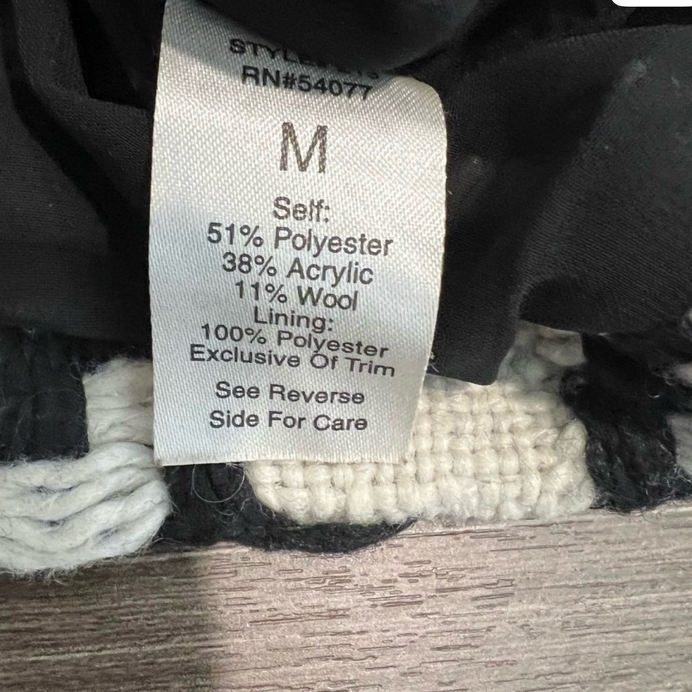 Cabi Houndstooth Textured Zip Vest Black White Sleeveless Tweed Style 54077 M - Picture 4 of 5